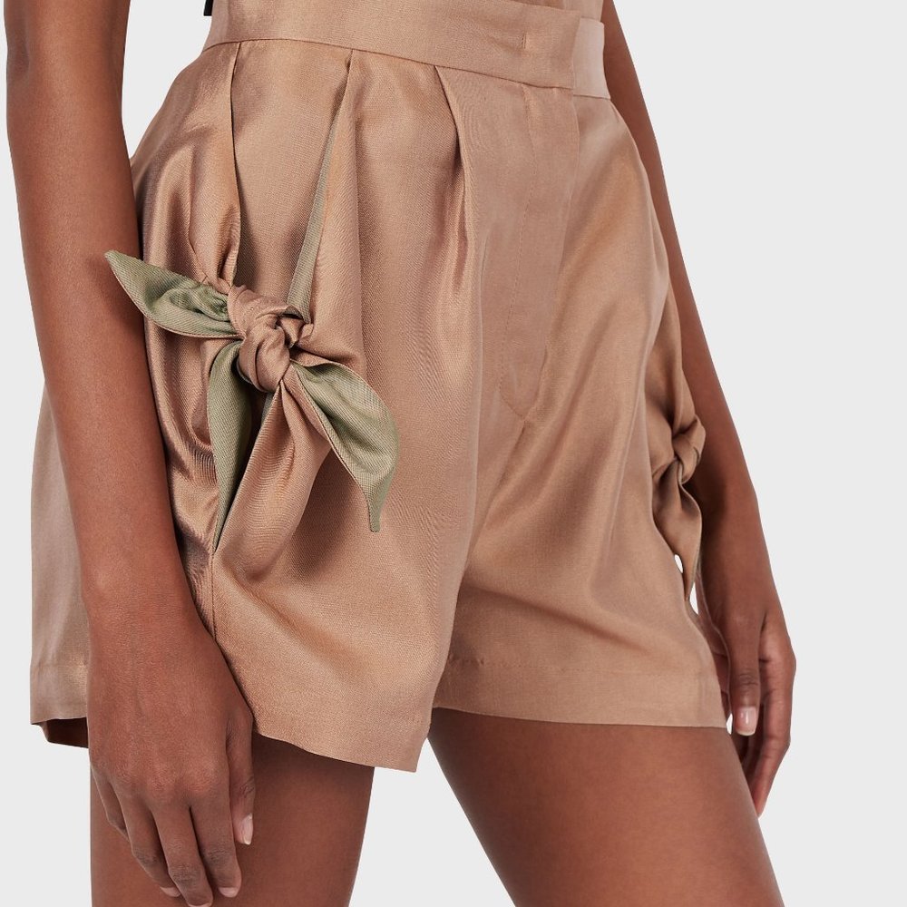 EMPORIO ARMANI  Flowing, knotted, viscose shorts